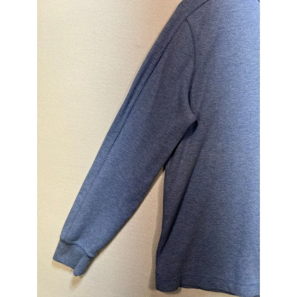Banana Republic Mens Waffle Knit Relaxed Fit Long T-Shirt Sz L Blue Stretch